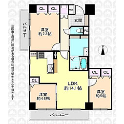 国分寺ビューハイツ 3LDKの間取り