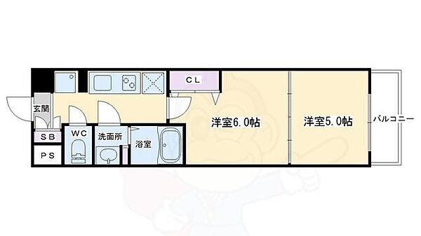 ファーストフィオーレ京都西京極 103｜京都府京都市右京区西京極浜ノ本町(賃貸マンション2K・1階・31.50㎡)の写真 その2