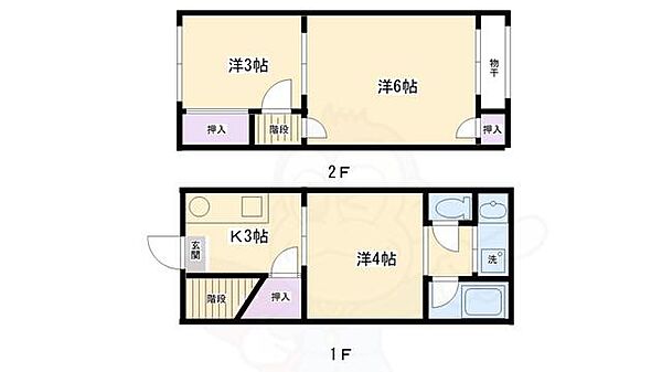 北白川西町テラス 1｜京都府京都市左京区北白川西町(賃貸テラスハウス3K・1階・38.00㎡)の写真 その2