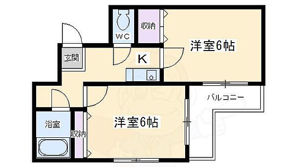 スプレール花園 205｜京都府京都市右京区花園春日町(賃貸マンション2K・2階・28.92㎡)の写真 その2