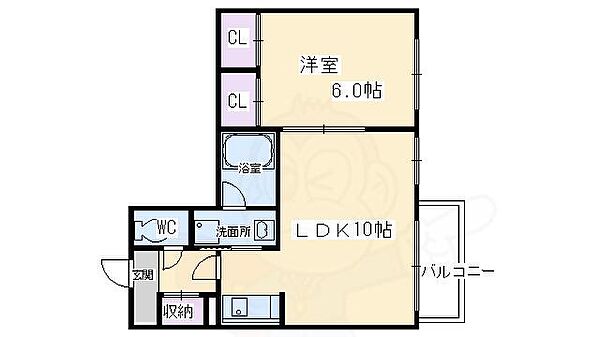 第二下堤谷口マンション 302｜京都府京都市左京区川端通丸太町下る下堤町(賃貸マンション1LDK・2階・39.99㎡)の写真 その2