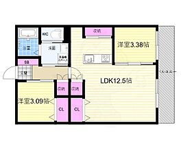 衣笠グリーンハイツ 207 ｜ 京都府京都市北区衣笠高橋町（賃貸マンション2LDK・2階・58.95㎡） その2