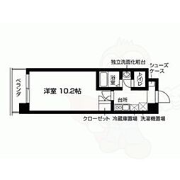 CASA SHIKO 5階1Kの間取り