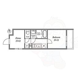 京福電気鉄道北野線 北野白梅町駅 徒歩18分の賃貸マンション 1階1Kの間取り