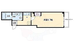 京福電気鉄道北野線 北野白梅町駅 徒歩15分の賃貸マンション 2階1Kの間取り