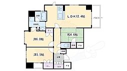 京都市営烏丸線 烏丸御池駅 徒歩4分の賃貸マンション 11階3LDKの間取り