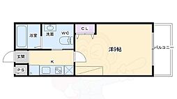 フラッティK&S千本寺之内 1Kの間取図画像