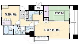 ルネス・ピース四条烏丸 9階2LDKの間取り