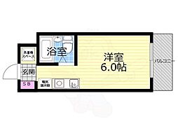 ラポール 4階1Kの間取り