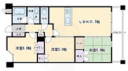 イーグルコート三条京阪 3階3LDKの間取り