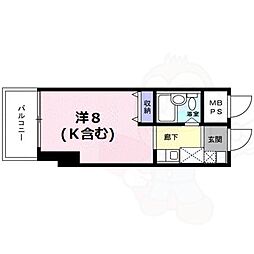 Gloire烏丸五条（Ｅａｕ　ｄｅ　Ｖｉｅ烏丸五条） 11階ワンルームの間取り