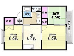オレンジハイツ 2階3LDKの間取り