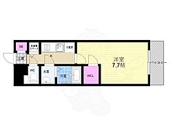 エスプレイス京都駅ウエスト 2階1Kの間取り