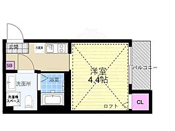 サンライズ十条 2階1Kの間取り