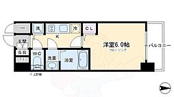 プレサンス京都烏丸爛都 5階1Kの間取り