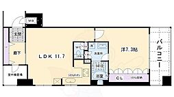 京都市営烏丸線 五条駅 徒歩6分の賃貸マンション 5階1LDKの間取り