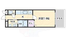 クリザンテーム山本2 1階1Kの間取り