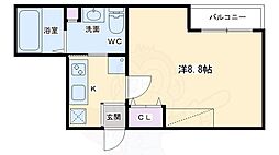 フラッティＫ＆Ｓ千本寺之内 3階1Kの間取り