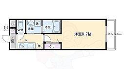 EXCEED御所北 3階1Kの間取り