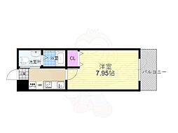 ディアネス西院 1階1Kの間取り