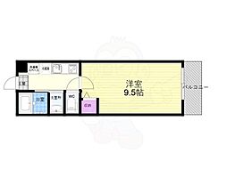 シュミート西洞院 2階1Kの間取り