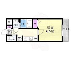 ヴィラ四条大宮 4階1Kの間取り