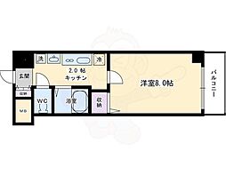 ロイヤルシティ西大路 11階1Kの間取り