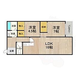 レヴィア北白川 3階3LDKの間取り