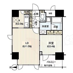 ダイナシティ二条城前 8階1LDKの間取り