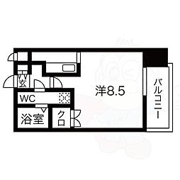 ラナップスクエア京都西陣 11階1Kの間取り