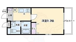 サンブライト丹波口(クレールコート丹波口) 4階1Kの間取り