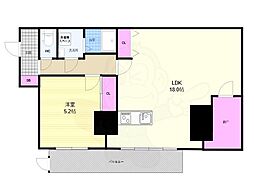 サンシティ四条西洞院 1階1LDKの間取り