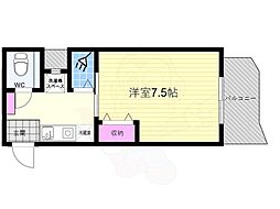 京都市営烏丸線 四条駅 徒歩4分の賃貸マンション 7階1Kの間取り