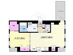 京阪本線 神宮丸太町駅 徒歩4分の賃貸マンション 3階1LDKの間取り