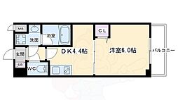阪急京都本線 西院駅 徒歩7分の賃貸マンション 2階1DKの間取り