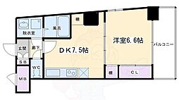 グラシオン西陣 5階1DKの間取り