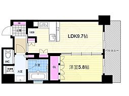 リーガル京都御所西III 2階1LDKの間取り