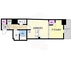 京都市営烏丸線 京都駅 徒歩5分の賃貸マンション 10階1LDKの間取り