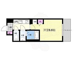 プラシード京都 6階1Kの間取り