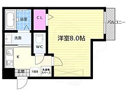 パークサイド梅小路 4階1Kの間取り