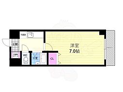 京都市営烏丸線 烏丸御池駅 徒歩8分の賃貸マンション 2階1Kの間取り