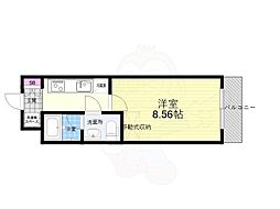京都市営烏丸線 丸太町駅 徒歩11分の賃貸マンション 2階1Kの間取り