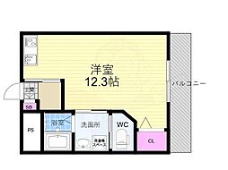 京都地下鉄東西線 二条駅 徒歩3分の賃貸アパート 3階ワンルームの間取り
