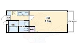 フラッティ堀川高辻 4階1Kの間取り