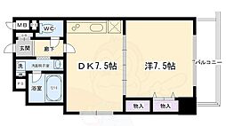ライオンズマンション四条西洞院 9階1DKの間取り