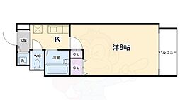 ベレヴュー鴨川 2階1Kの間取り