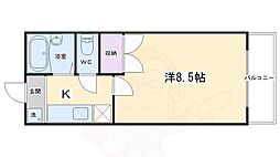 銀頂ハイツ 1Kの間取図画像
