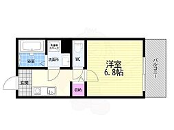 京都市山科区西野大鳥井町アパート 1Kの間取図画像