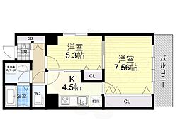 アマデウス西洞院 2DKの間取図画像