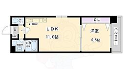 プラネシア星の子三条油小路 1LDKの間取図画像